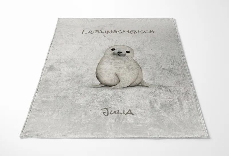 Kuscheldecke Kleine Robbe beige 140 x 200 cm