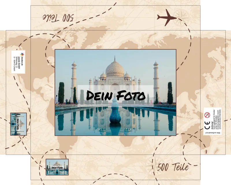 Fotopuzzle mit eigenem Bild - Fotopuzzle selbst gestalten 2000 Teile - Schachtel Weltreise - Puzzle mit Foto personalisiert - Geschenk Geburtstag Weltreise 2000 Teile Quer