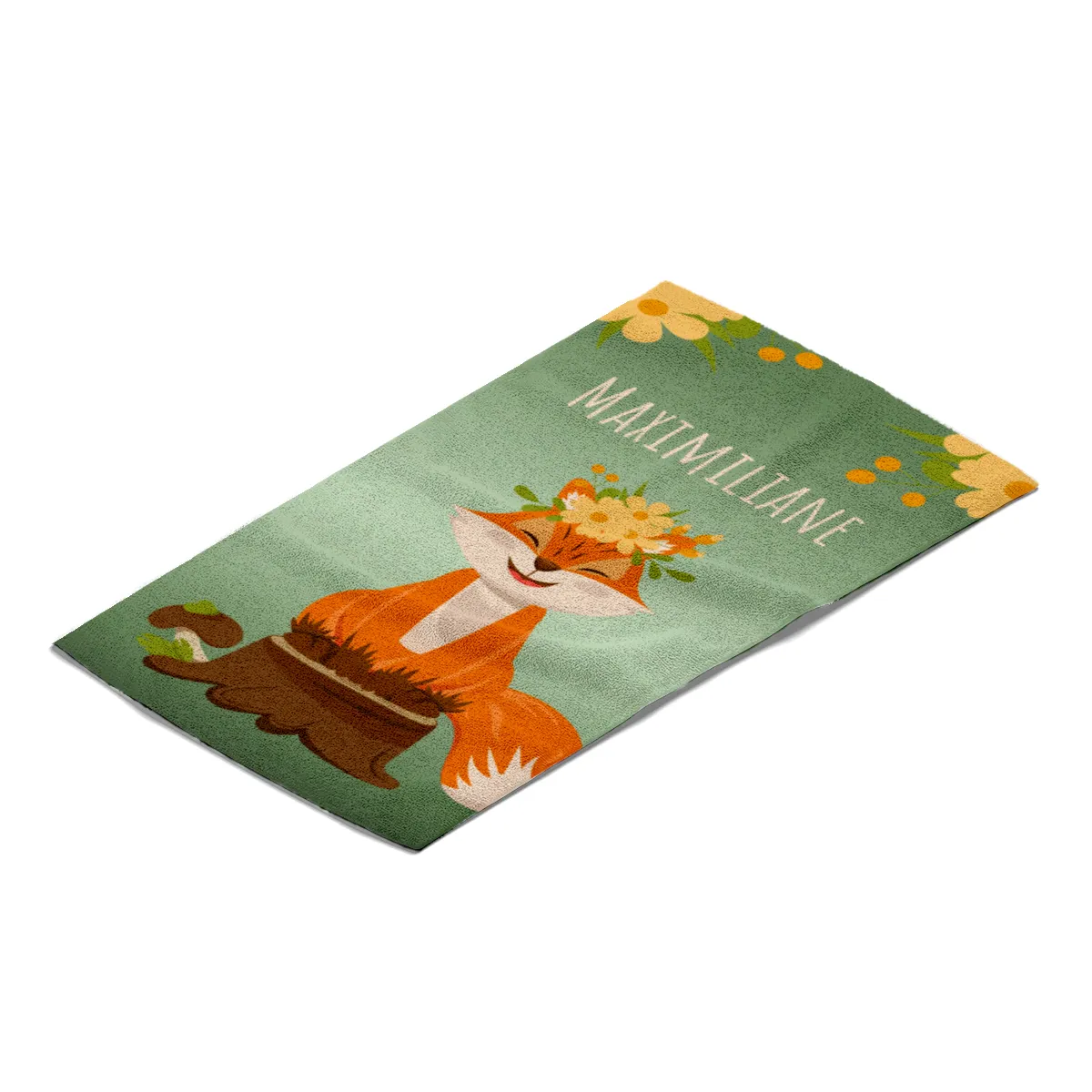 Badetuch Waldtiere mit Namen personalisierbar - personalisiertes Namens-Strandtuch - Kinderbadetuch mit Wunschtext - Fuchs