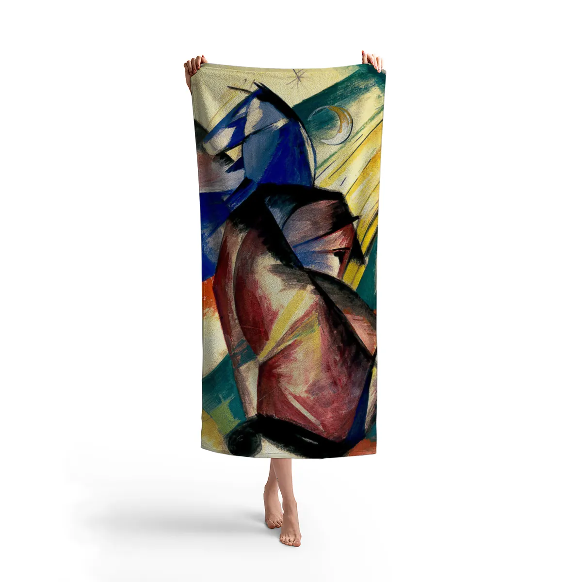Handtuch Zwei Pferde rot und blau - Franz Marc