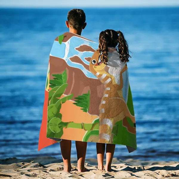 Dinosaurier-Handtuch mit Namen personalisierbar - personalisiertes Namens-Handtuch - Kinderhandtuch mit Wunschtext - Dinowelt