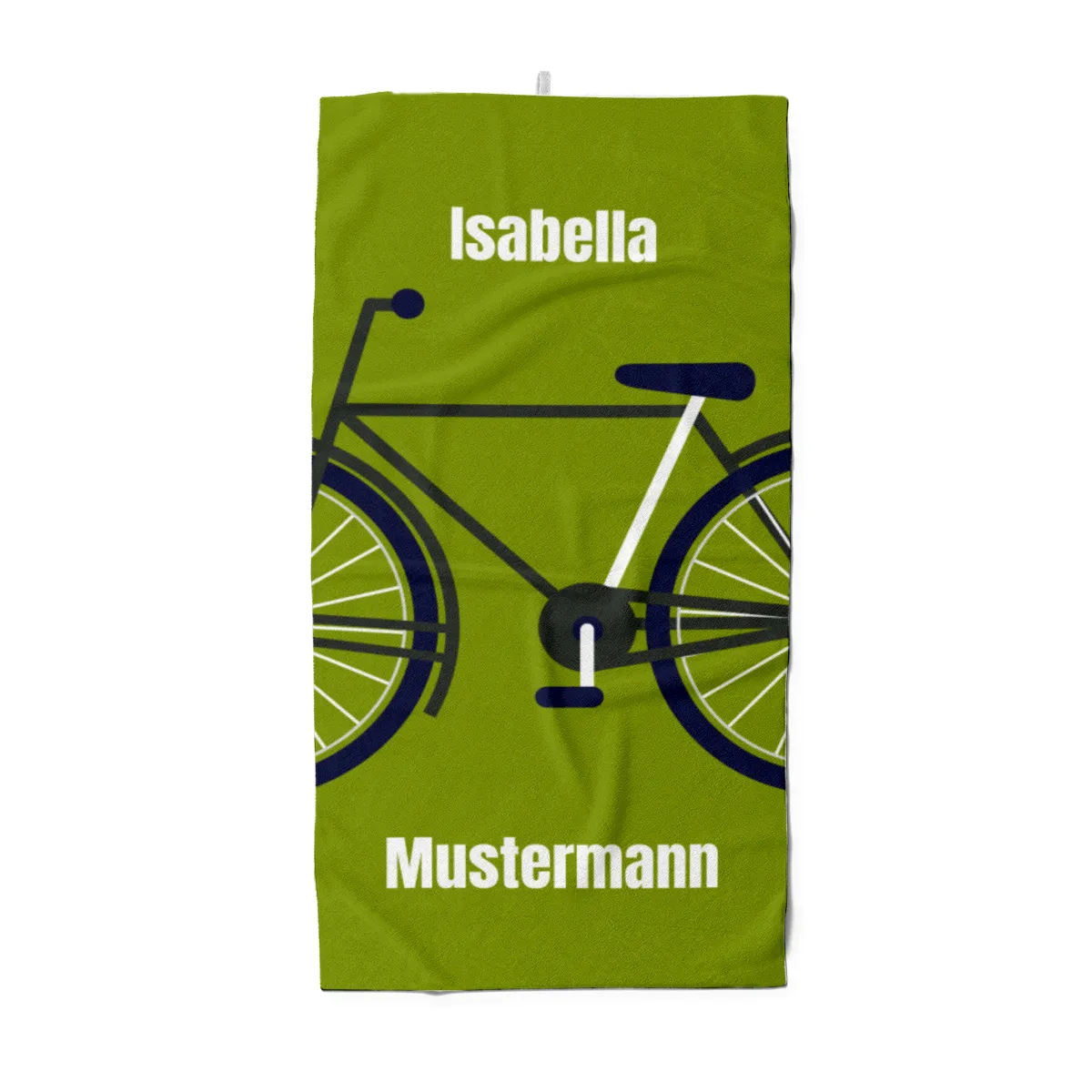 Badetuch Sport - mit Namen personalisierbar - personalisiertes Namens-Badetuch - Strandtuch mit Wunschtext - Fahrrad