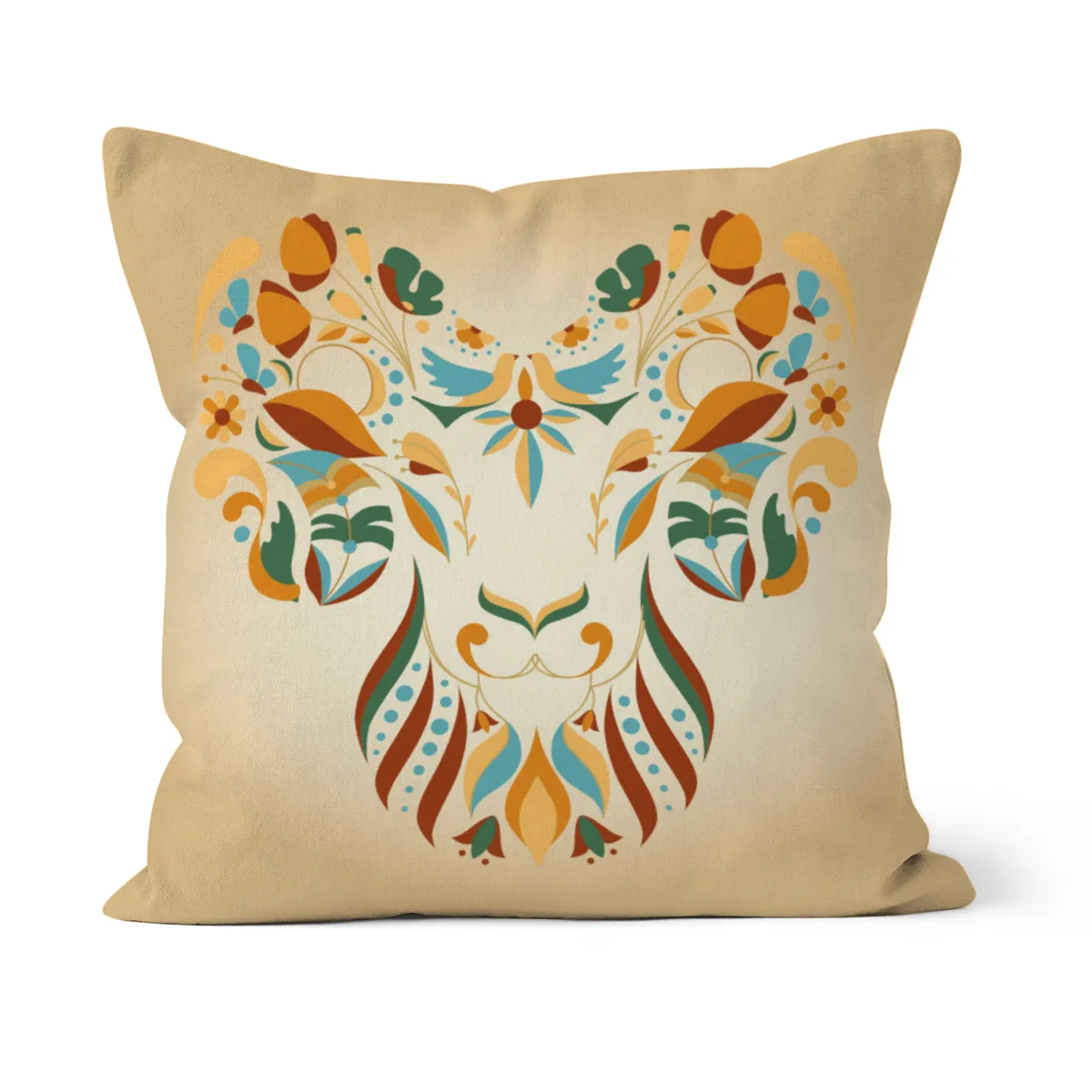 Samtkissen Zodiac Art – Löwe floral