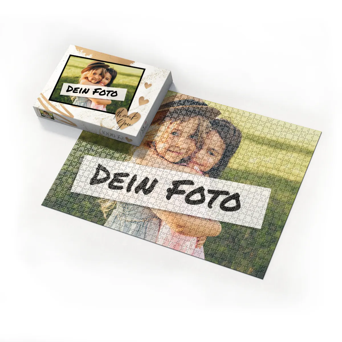 Fotopuzzle mit eigenem Bild - Puzzle selbst gestalten 1000 Teile - Schachtel Thank you - mit Foto personalisiert - Geschenk Geburtstag, Freundschaft