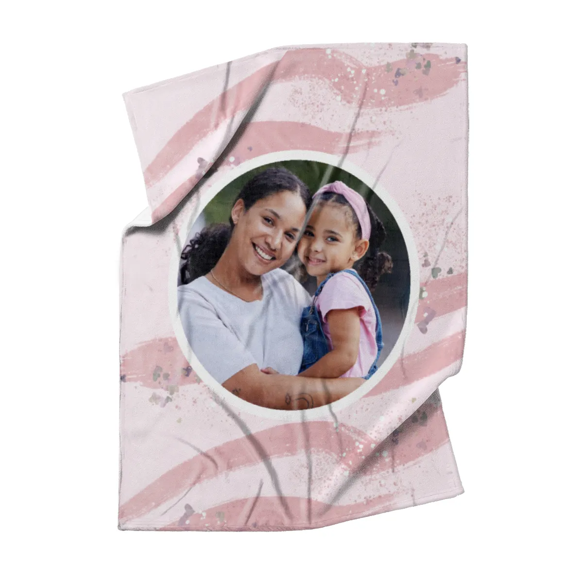 Kuscheldecke rosa 140 x 200 cm - mit Foto personalisierbar - Fotodecke selbst gestalten - Geschenkidee Muttertag, Geburtstag - Pinselstriche Hearts rose