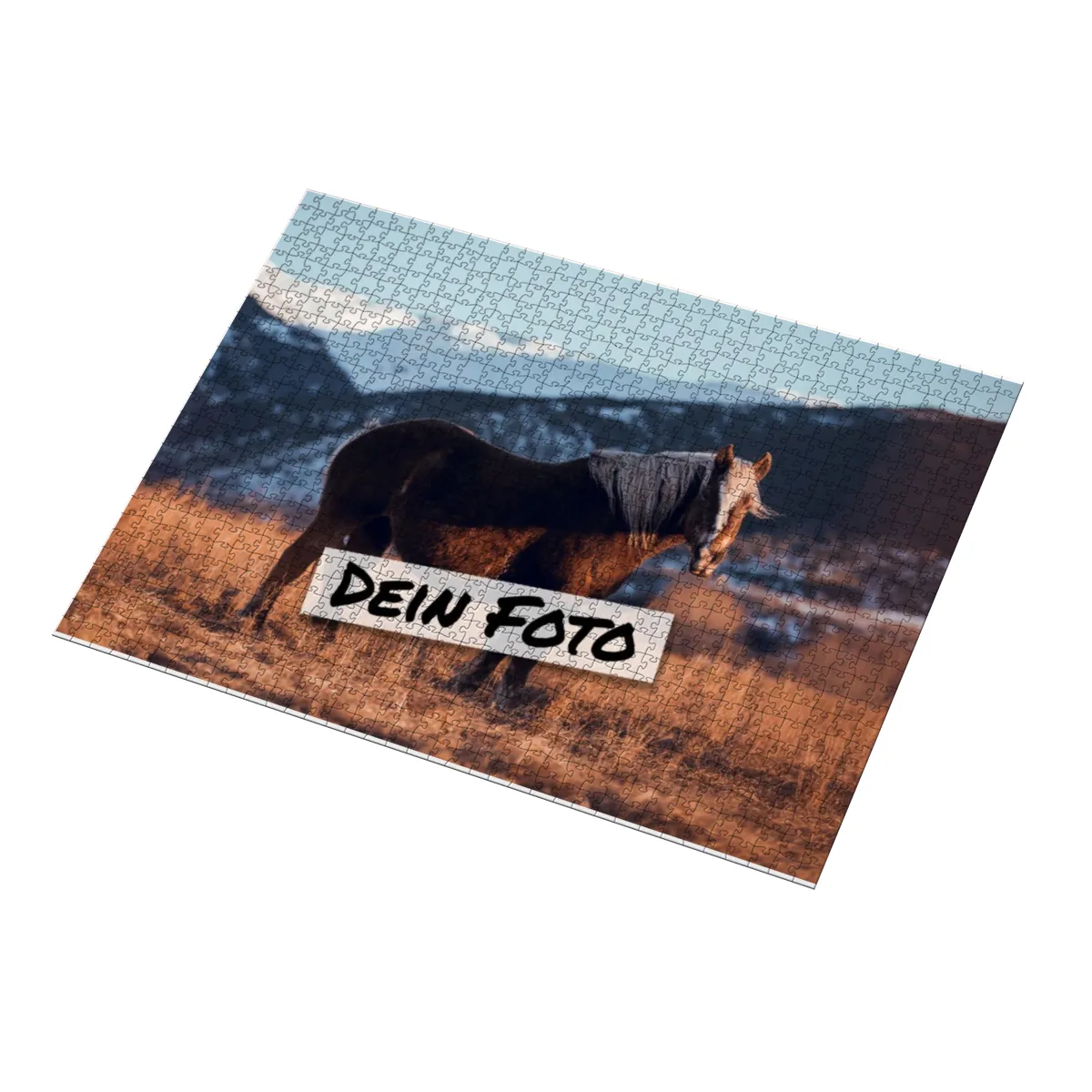 Fotopuzzle mit eigenem Bild - Fotopuzzle selbst gestalten 1000 Teile - Schachtel Skandipferde- Puzzle mit Foto personalisiert - Geschenk Geburtstag, Pferdefans Skandipferde 1000 Teile Quer