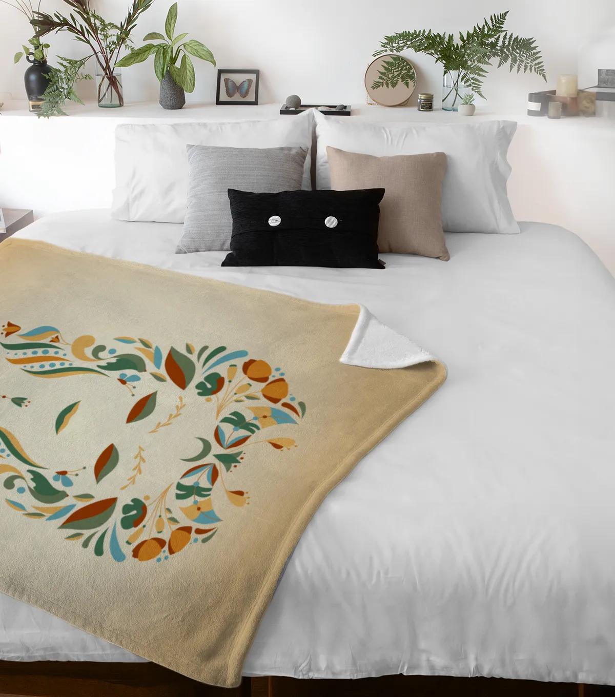 Sternzeichen Wohndecke Wassermann floral mit Namen personalisierbar