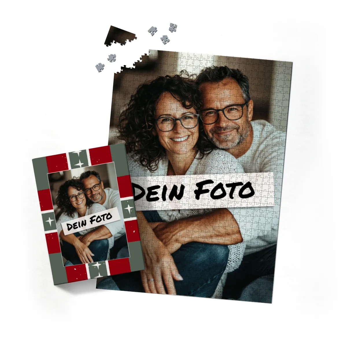 Fotopuzzle mit eigenem Bild - Fotopuzzle selbst gestalten 1000 Teile Hochformat - Schachtel Weihnachten Xmas 1 - 1000 Teile Puzzle mit Foto - Geschenk Weihnachten Xmas1 1000 Teile Hoch