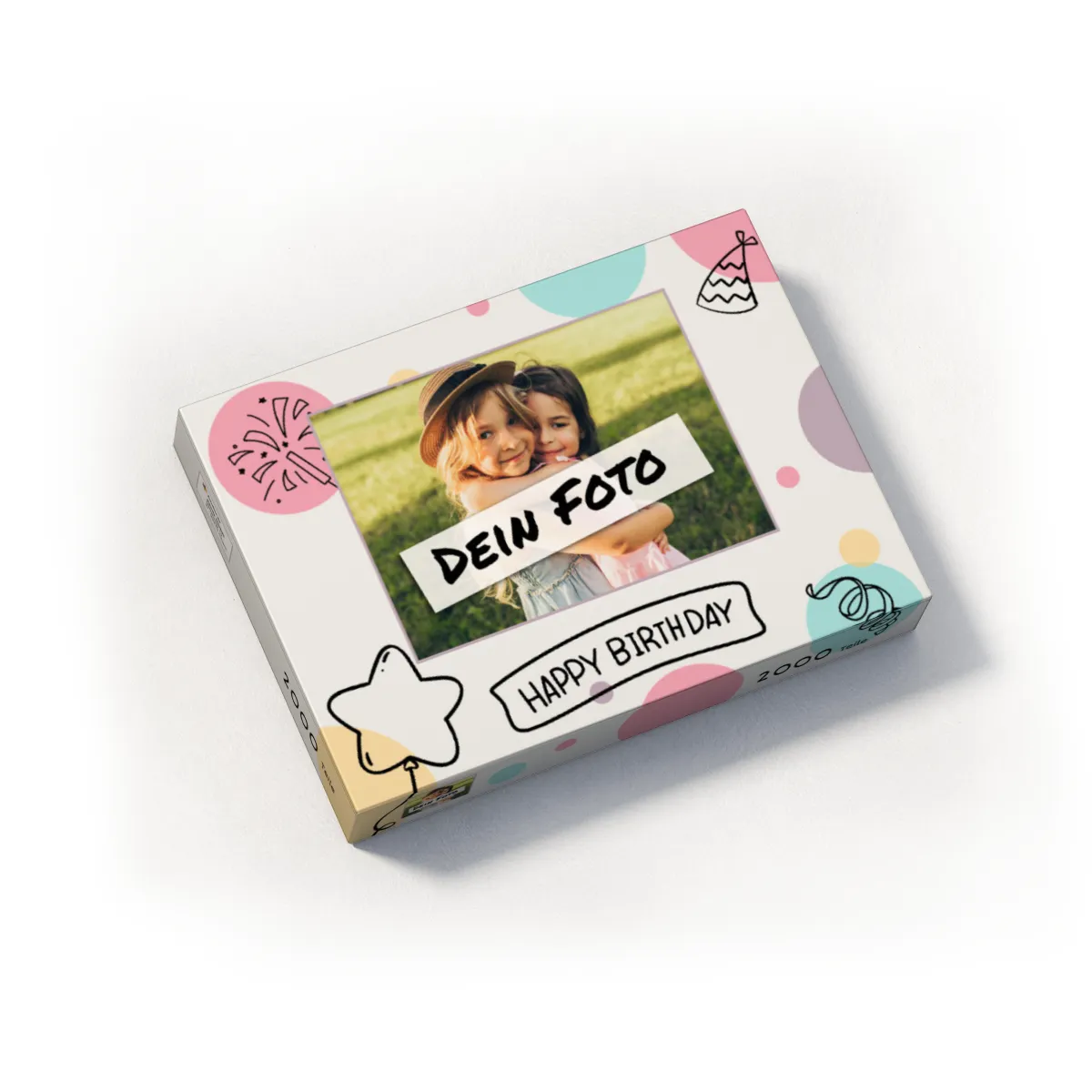 Fotopuzzle mit eigenem Bild - Fotopuzzle selbst gestalten 1000 Teile Hochformat - Schachtel Happy Birthday - Puzzle mit Foto personalisiert - Geschenk Geburtstag Happy Birthday 1000 Teile Hoch