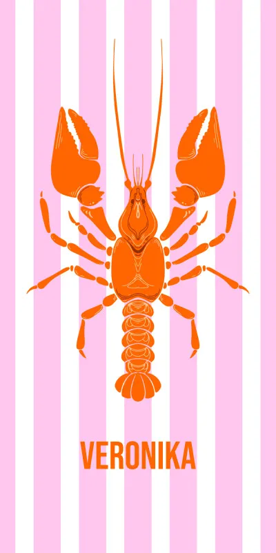 Badetuch blau gestreift mit Hummer - mit Namen personalisierbar - personalisiertes Namens-Badetuch - Strandtuch mit Wunschtext - Lobster blau