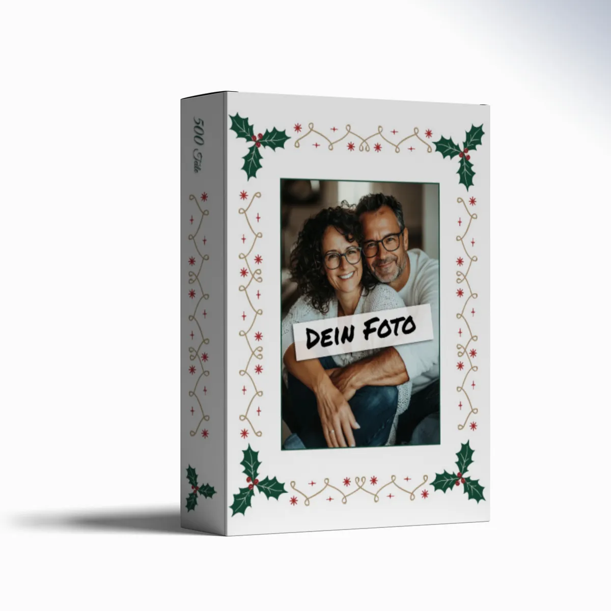 Fotopuzzle mit eigenem Bild - Fotopuzzle selbst gestalten 1000 Teile - Schachtel Weihnachtsbordüre - 1000 Teile Puzzle mit Foto - Geschenk Weihnachten Xmas2 1000 Teile Quer