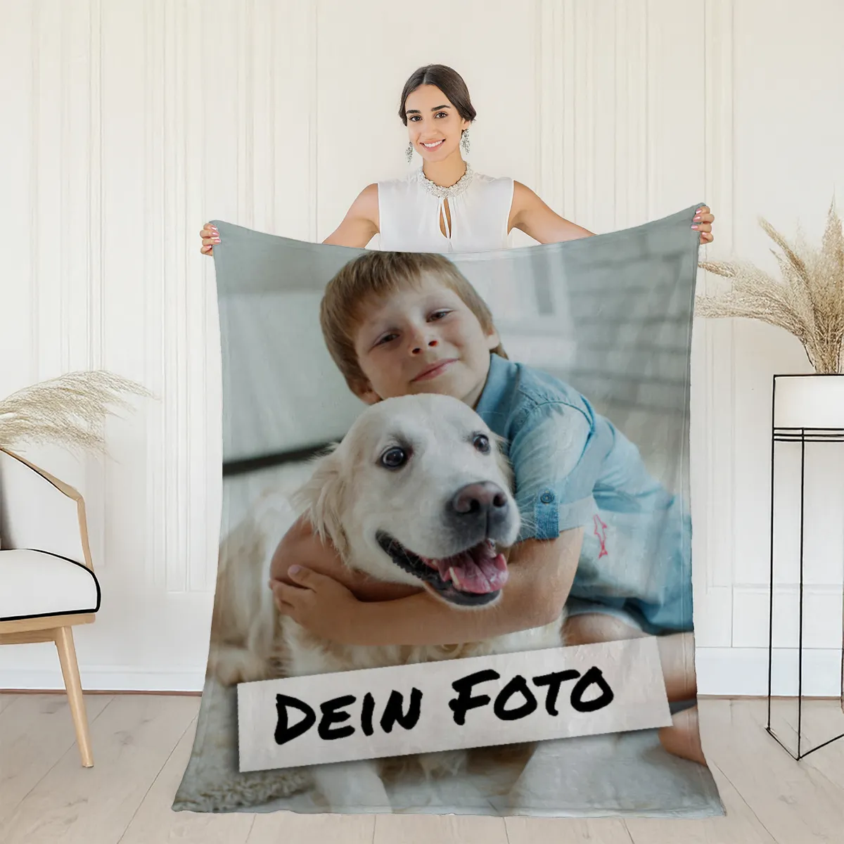Personalisierte Kuscheldecke mit Foto - personalisierte Fotodecke - Kuscheldecke mit Ihrem Bild - Fotodecke selbst gestalten - Decke Querformat 200 x 140 cm 1 Foto Design 200 x 140 cm