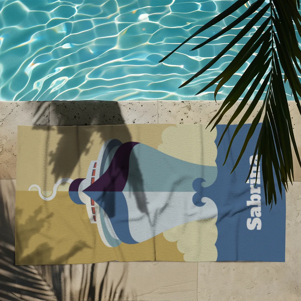 Badetuch Sommer - mit Namen personalisierbar - personalisiertes Namens-Badetuch - Strandtuch mit Wunschtext - Dampfer