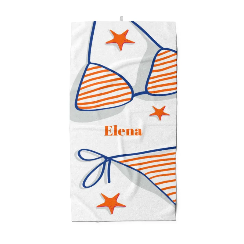 Badetuch Sommer - mit Namen personalisierbar - personalisiertes Namens-Badetuch - Strandtuch mit Wunschtext - Bikinitime