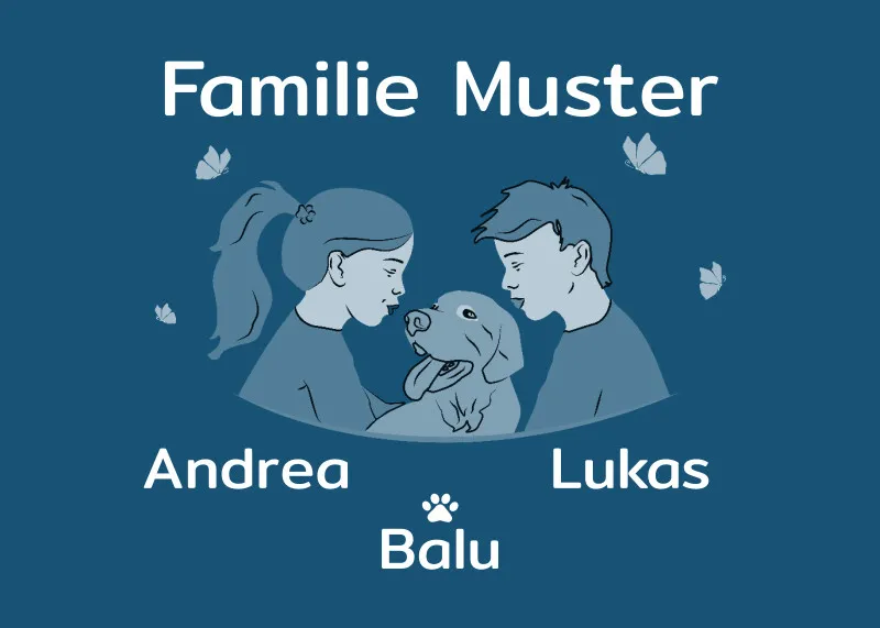 Personalisierte Fußmatte Pärchen mit Hund und Katze schwarz 70 x 50 cm