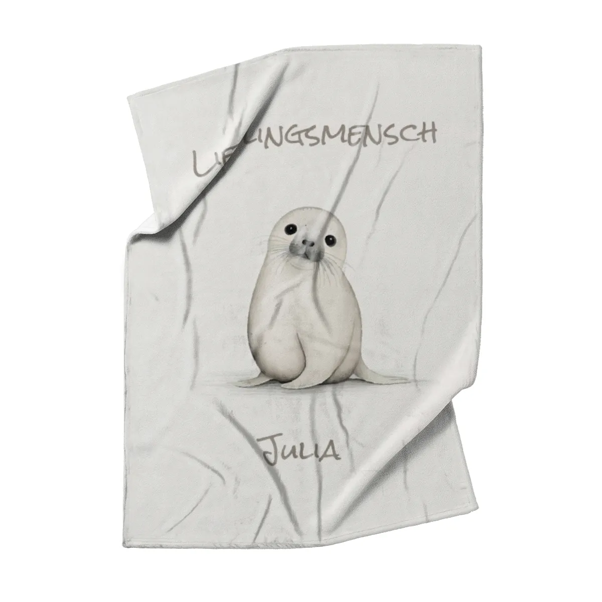 Kuscheldecke Kleine Robbe beige 140 x 200 cm