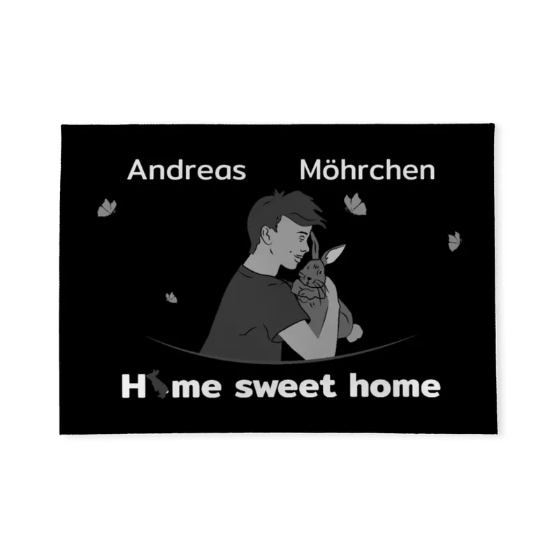 Personalisierbare Fußmatte Junge mit Hase schwarz 70 x 50 cm