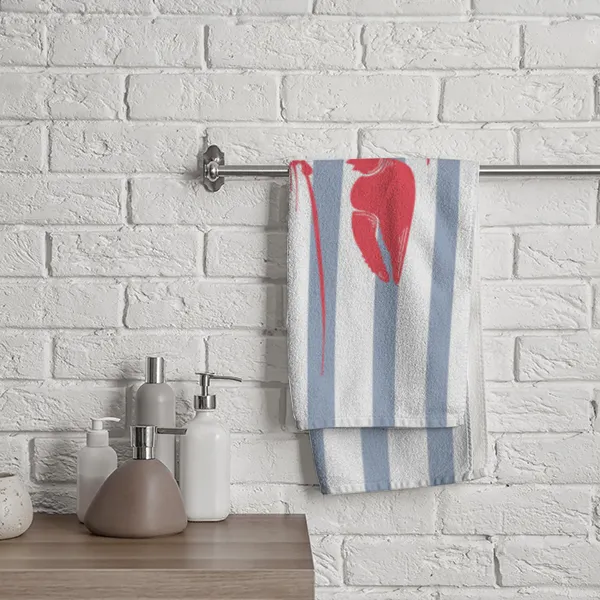 Badetuch blau gestreift mit Hummer - mit Namen personalisierbar - personalisiertes Namens-Badetuch - Strandtuch mit Wunschtext - Lobster blau