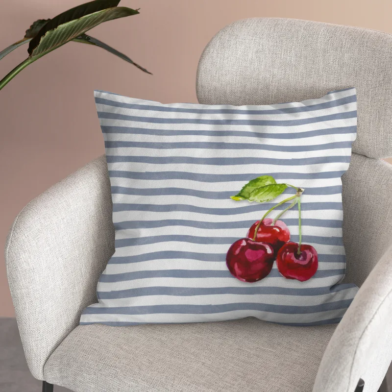 Samtkissenbezug Cherry Stripes