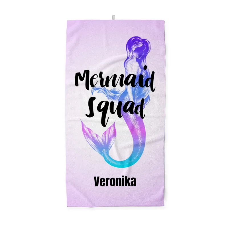 Handtuch mit Namen personalisierbar - personalisiertes Namenshandtuch - Mermaid Squad
