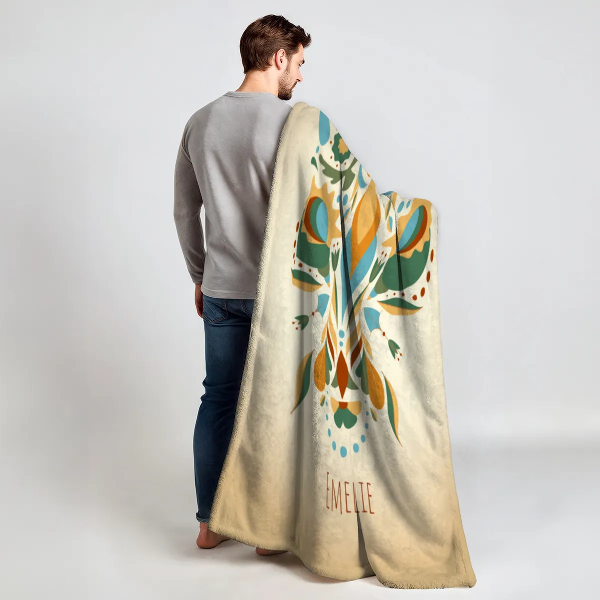 Sternzeichen Wohndecke Wassermann floral mit Namen personalisierbar