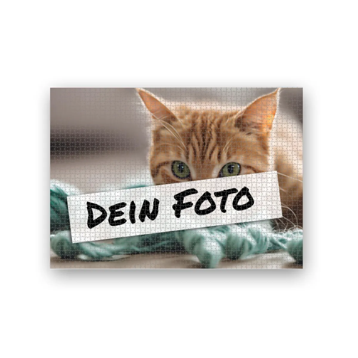 Fotopuzzle mit eigenem Bild - Puzzle selbst gestalten 1000 Teile - Schachtel Meow - mit Foto personalisiert - Geschenk Katzenfans Meow 1000 Teile Quer