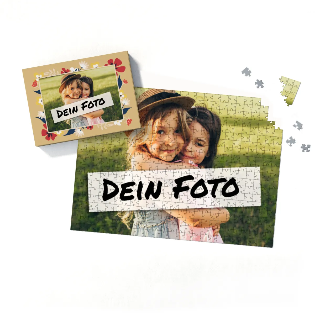 Fotopuzzle mit eigenem Bild - Puzzle selbst gestalten 2000 Teile Querformat - Schachtel Flowers - mit Foto personalisiert - Geschenk Geburtstag, Muttertag