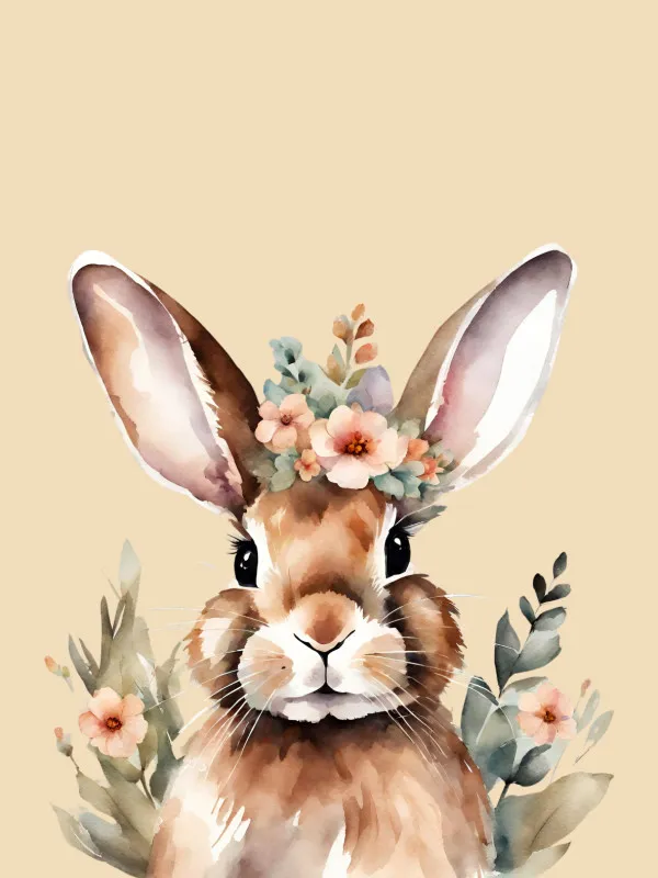 Wohndecke Hase mit Blümchen