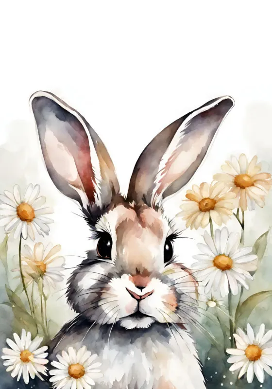 Wohndecke Häschen mit Gänseblümchen