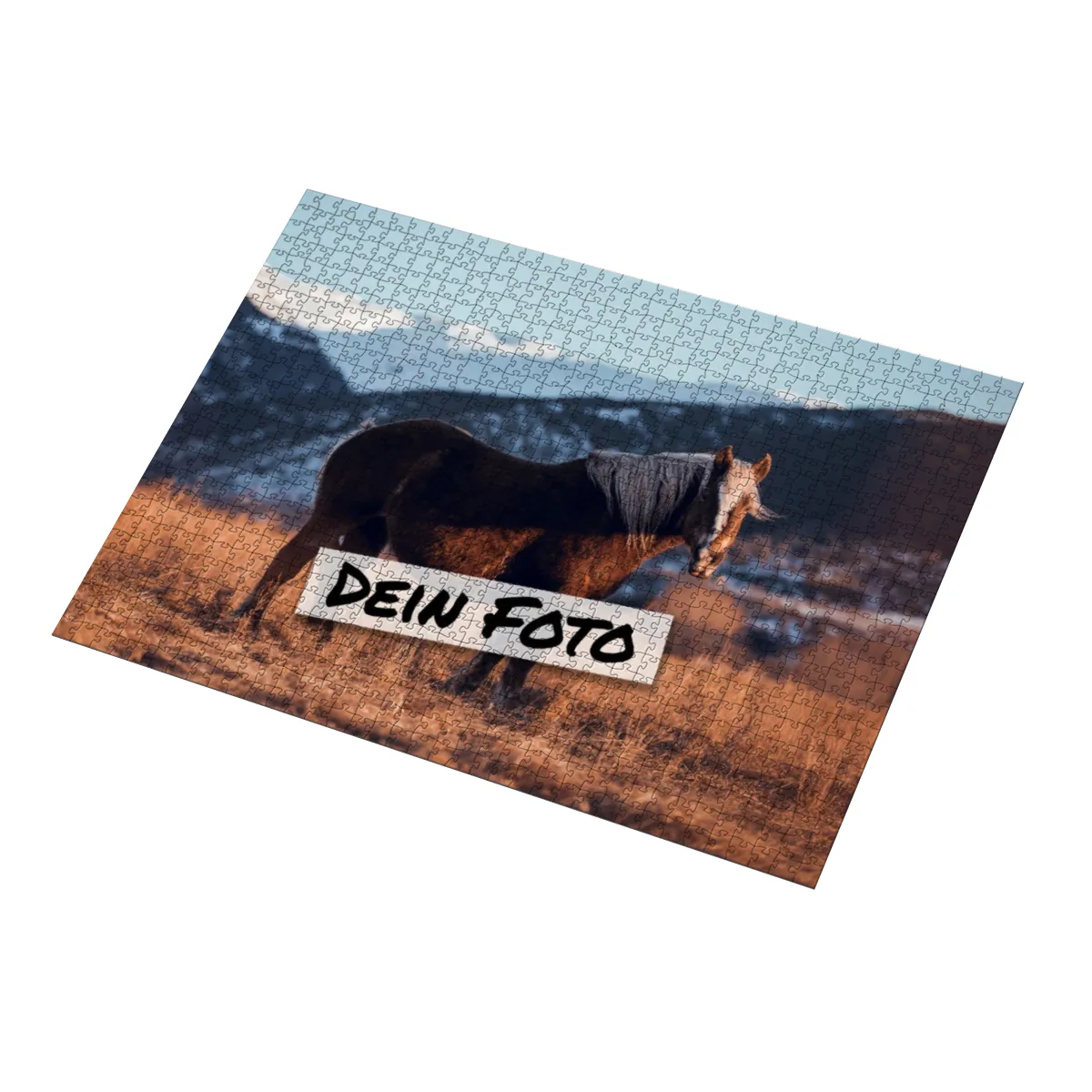 Fotopuzzle mit eigenem Bild - Fotopuzzle selbst gestalten 1000 Teile - Schachtel Skandipferde- Puzzle mit Foto personalisiert - Geschenk Geburtstag, Pferdefans Skandipferde 1000 Teile Quer