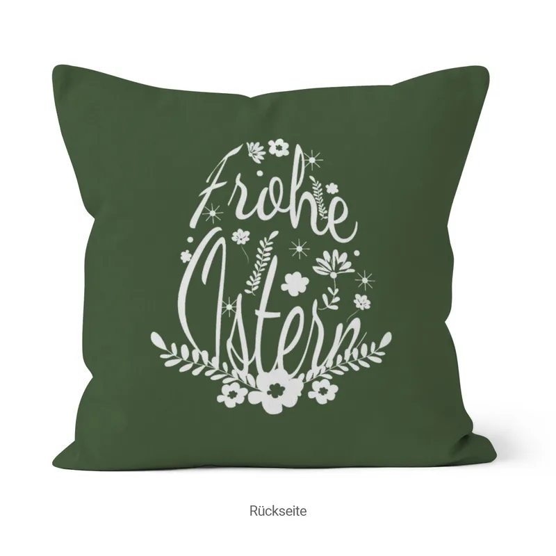 Namenskissen Ostern - Samtkissenbezug Ei Frohe Ostern - mit Namen personalisierbar - Osterdeko - Geschenkidee Ostern Blütenei Frohe Ostern 40 x 40 cm
