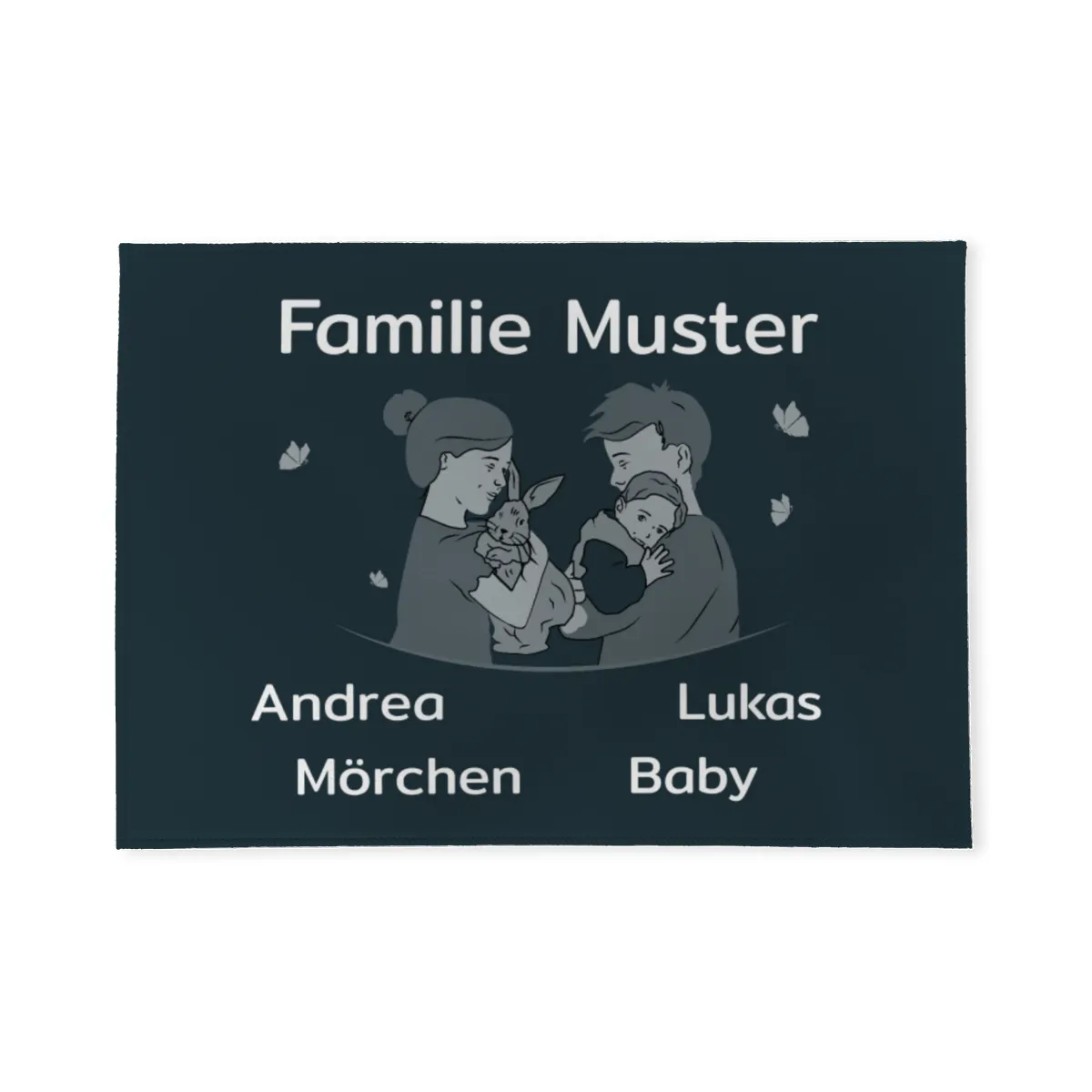 Personalisierte Fußmatte Pärchen mit Hund und Katze schwarz 70 x 50 cm
