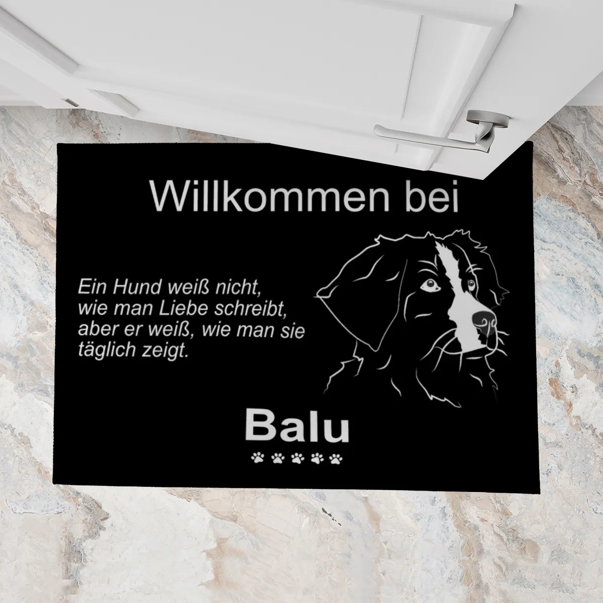 Personalisierte Fußmatte mit Französischer Bulldogge schwarz 70 x 50 cm
