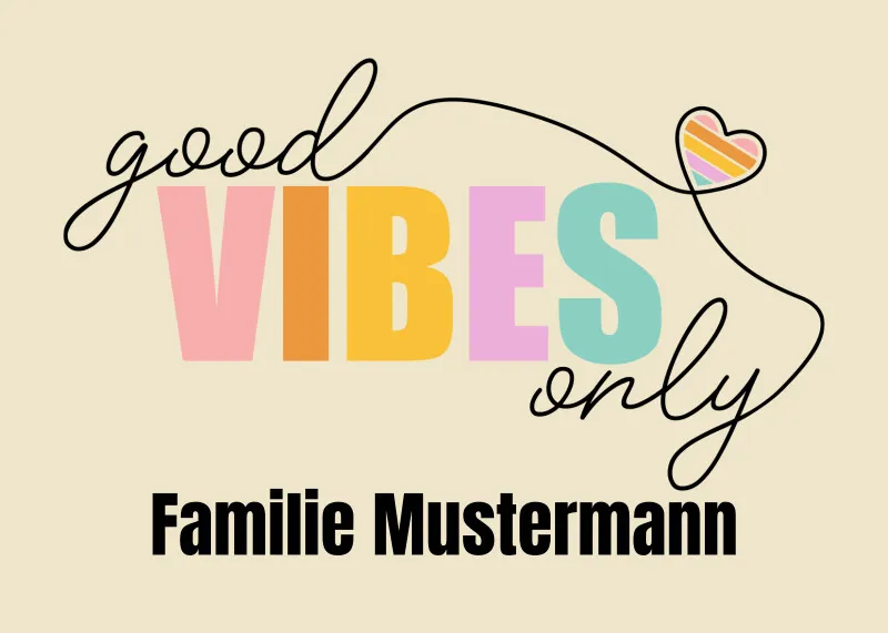 Fußmatte mit Namen personalisierbar - Geschenkidee Einzug, Geburtstag, Richtfest - Fussmatte mit Namen - Motiv Good Vibes Dark 70 x 50 cm