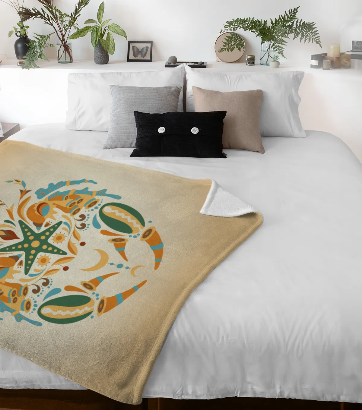 Sternzeichen Wohndecke Wassermann floral mit Namen personalisierbar
