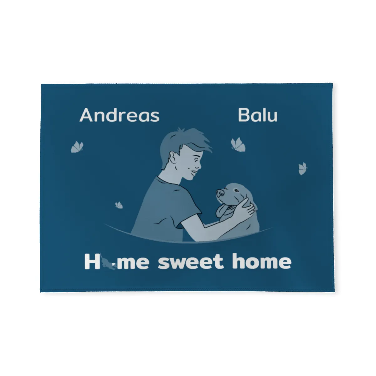 Personalisierte Fußmatte Pärchen mit Hund und Katze schwarz 70 x 50 cm