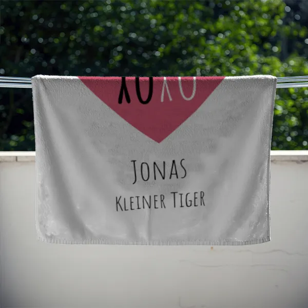 Duschtuch mit Namen personalisierbar - personalisiertes Namens-Duschtuch mit Wunschtext - XOXO Katze