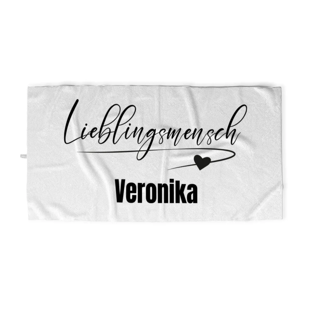 Badetuch mit Namen personalisierbar - personalisiertes Namensbadetuch - Strandtuch mit Namen - Lieblingsmensch weiß