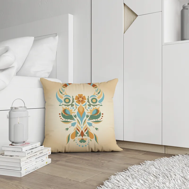 Samtkissen Zodiac Art – Löwe floral