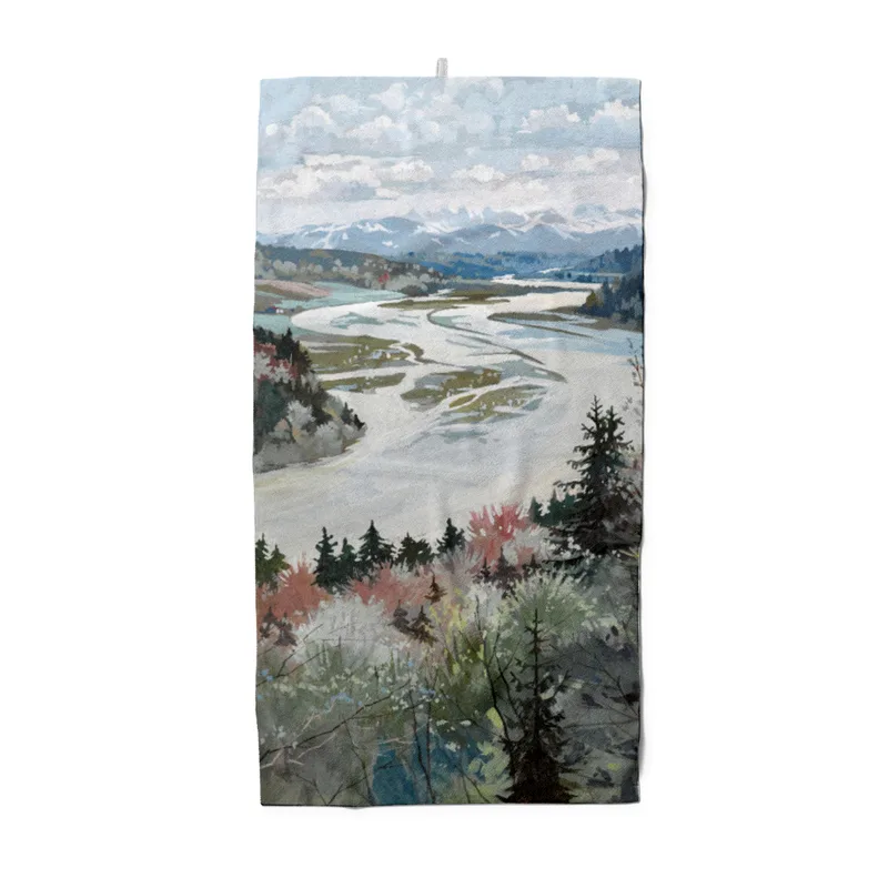 Duschtuch Landschaft im Isartal - Alfred Haushofer