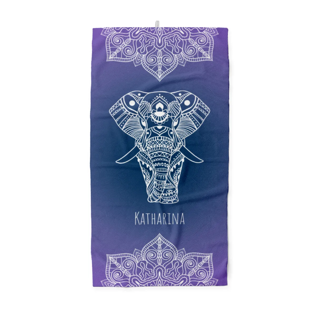 Badetuch Sommer - mit Namen personalisierbar - personalisiertes Namens-Badetuch - Strandtuch mit Wunschtext - Mandala Elefant