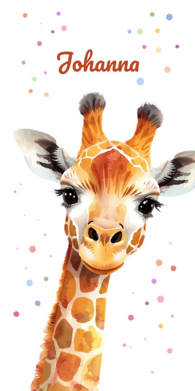 Badetuch mit Namen personalisierbar - personalisiertes Namens-Badetuch - Strandtuch mit Wunschtext - Giraffe