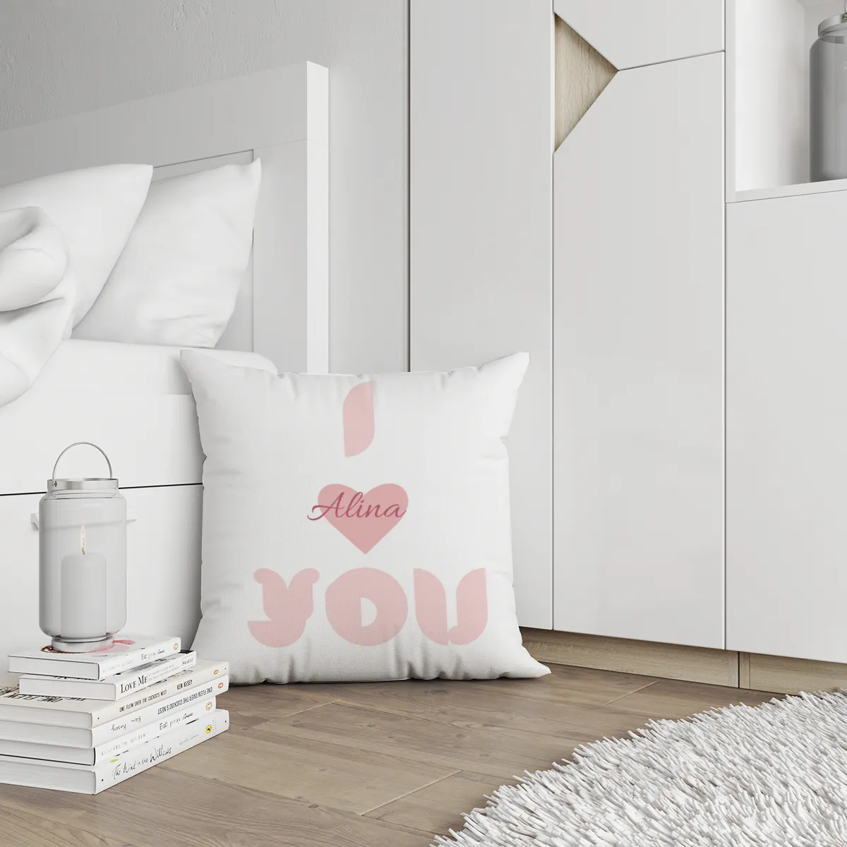 Samtkissenbezug Katzen verliebt - mit Namen personalisierbar - Geschenkidee Valentinstag, Hochzeit Katzen verliebt 40 x 40 cm