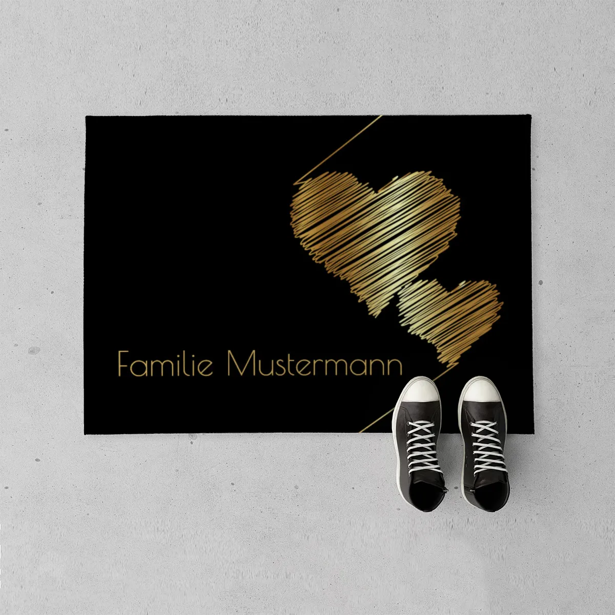 Fußmatte mit Namen personalisierbar - Geschenkidee Einzug, Geburtstag, Richtfest, Hochzeit - Fussmatte mit Namen - Motiv Scribble Hearts 70 x 50 cm
