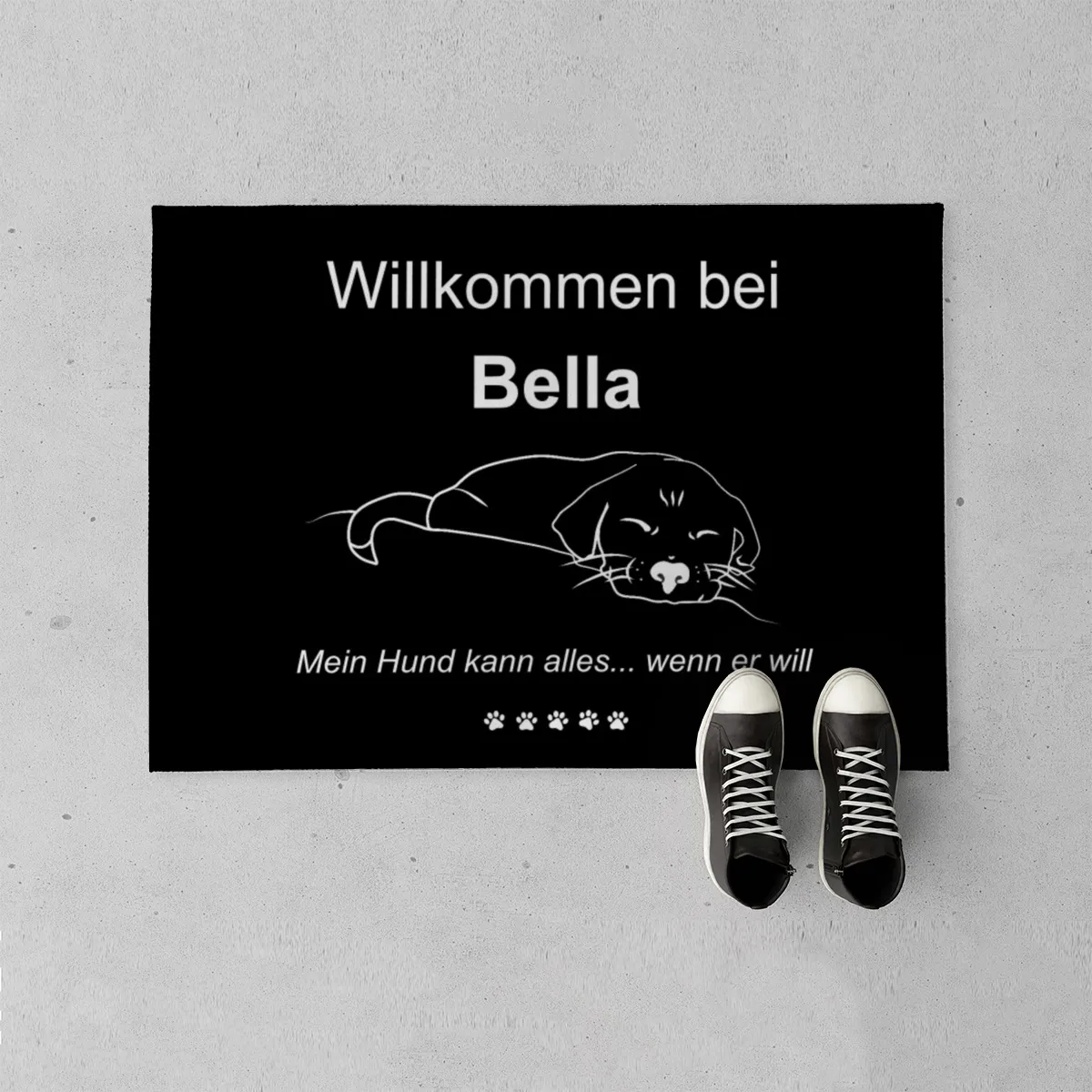 Personalisierte Fußmatte mit Französischer Bulldogge schwarz 70 x 50 cm