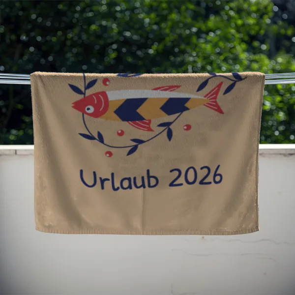 Badetuch mit Namen personalisierbar - personalisiertes Namens-Badetuch - Strandtuch mit Wunschtext - Sardinen floral