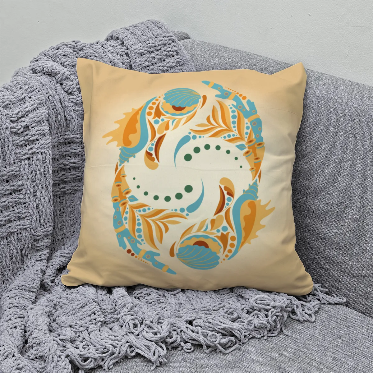 Samtkissen Zodiac Art – Löwe floral