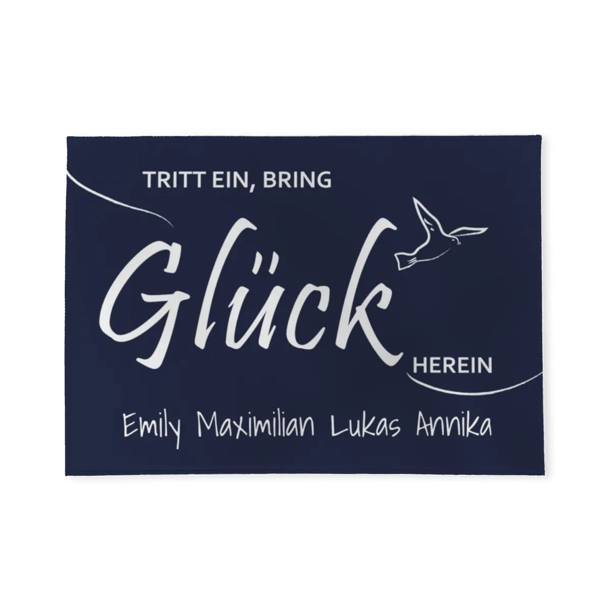 Fußmatte personalisiert Tritt ein, bring Glück herein - Geschenkidee für Familie, zum Einzug - Fussmatte mit Namen bedruckt Glück 70 x 50 cm