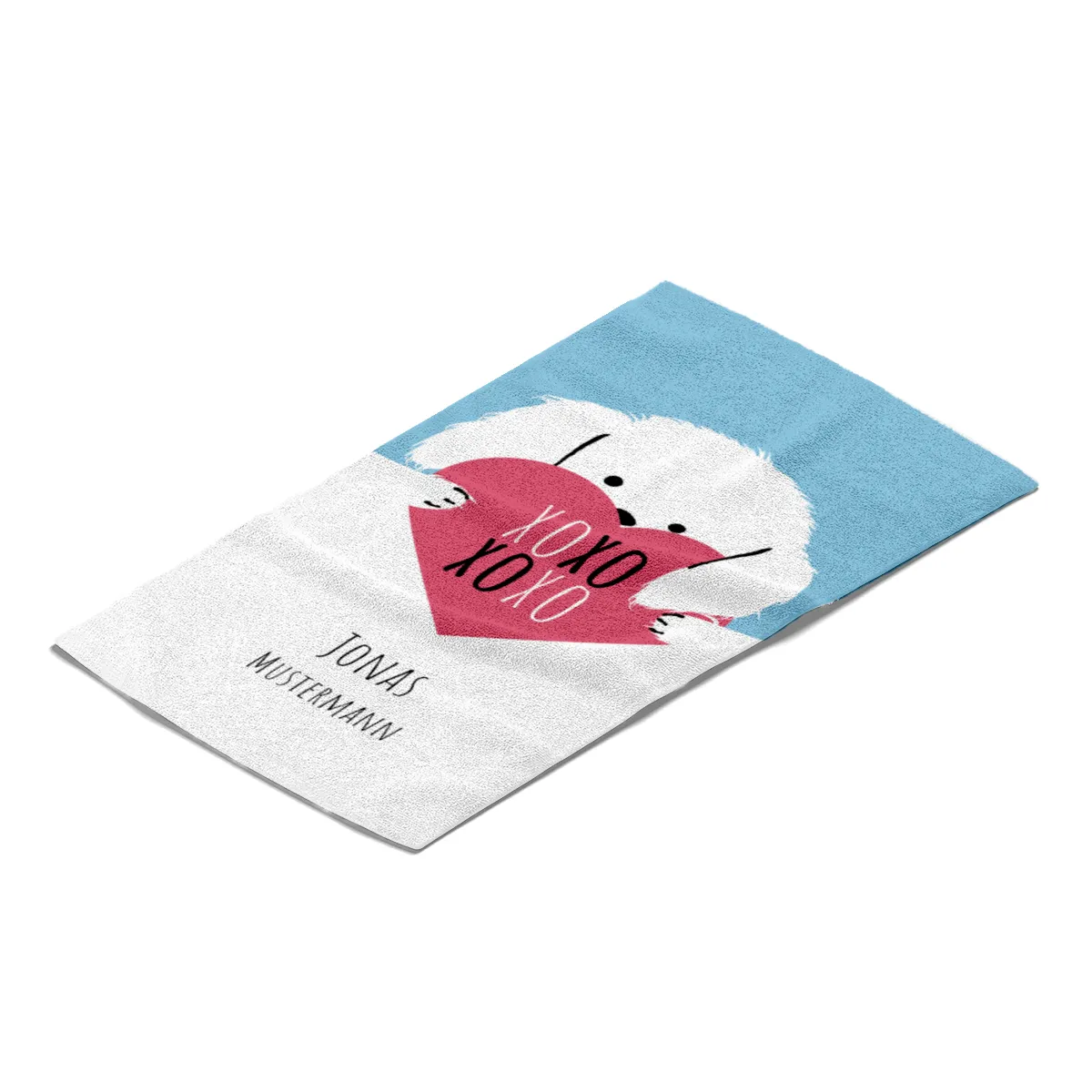 Duschtuch mit Namen personalisierbar - personalisiertes Namens-Duschtuch mit Wunschtext - XOXO Katze