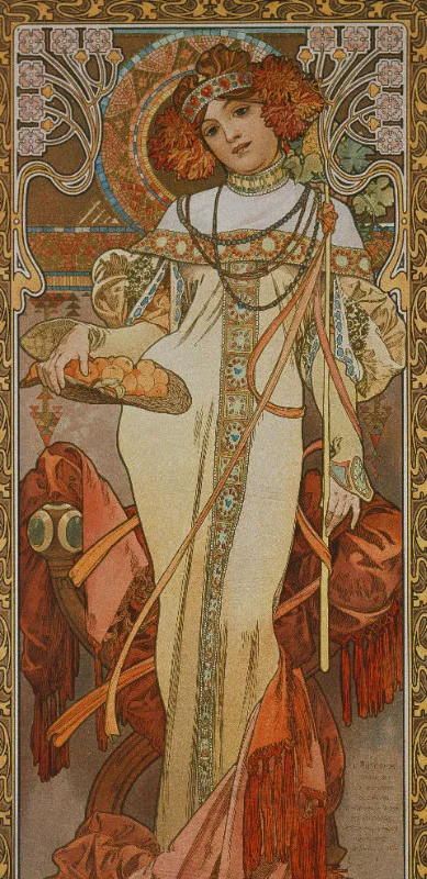 Handtuch Jahreszeiten: Der Herbst - Alfons Mucha